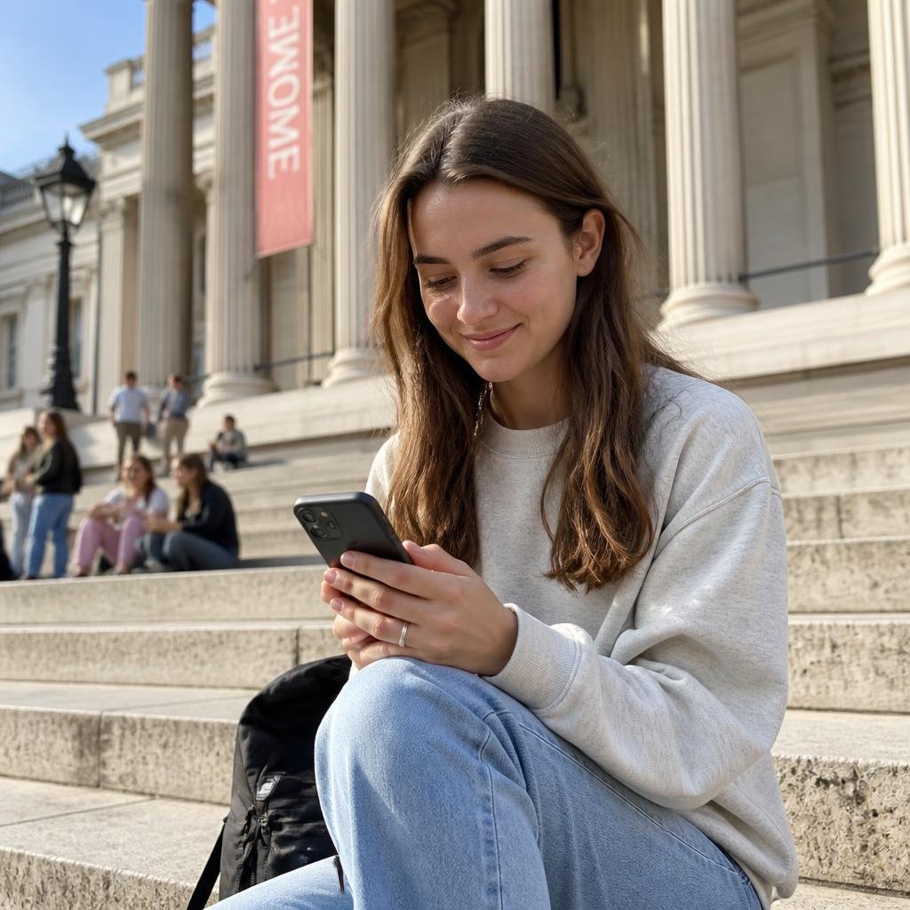 A student booking a dental appointment on her phone